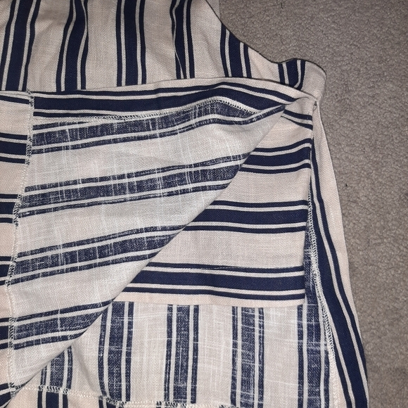 J.O.A. Taupe Navy Striped Swing Halter Tank Split Sides Cut Out Back - Picture 6 of 13